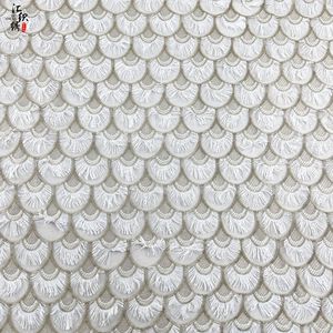Tela de Encaje con Flecos de Pestañas en 3D con Borlas en Forma de Abanico, Bordado con Hilo Dorado, para Vestidos de Fiesta y Trajes de Noche - Product Image 5