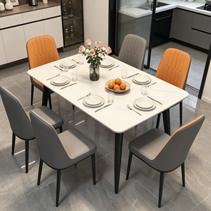 Premium Modern Sintered Stone Rectangular <b>Dining</b> Table <b>Set</b> Wear Resistant PU Leather <b>Chairs</b> Home Hotel <b>Dining</b> Furniture - Product Image 6