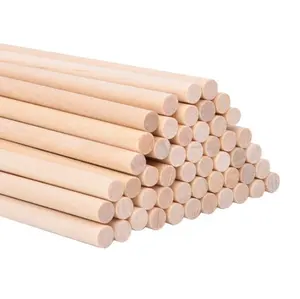 KRAFF RTS 1/4*12 Inch Unfinished Wood Sticks Wood Craft Dowel Rods For Arts And Craft