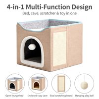 Lit Confortable Pliable pour Chat en Coton 100% Solide, Amovible et Lavable, Conception Niche Chaude pour Intérieur et Voyage, Idéal pour l'Escalade - Vente en Gros Personnalisée