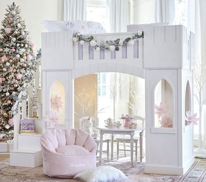 Заводская поставка, современные деревянные детские двухъярусные кровати для девочек, принцесса, замок, лофт, кровать с горкой или лестницей - Product Image 3