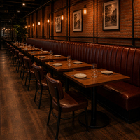 Mobilier de restaurant Ron Group : Chaise en métal rembourrée, table en bois massif, banquette en cuir de luxe à dossier haut pour usage commercial