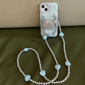 Chaîne de téléphone portable <span class=keywords><strong>Bijoux</strong></span> de mode perlés rayés <span class=keywords><strong>Iphone</strong></span> 11 12 13 14 15 bandoulière femmes bracelet de téléphone perlé avec étui sangle breloques - Product Image 1