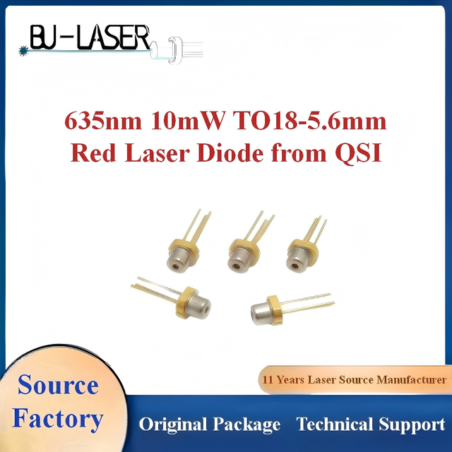 635nm 10mW TO18 5.6mm Red Laser Diode with PD CW Semiconductor Laser for Alignment QL63F5S-A