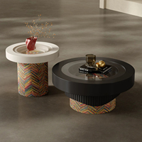 Table basse ronde en bois de style moderne minimaliste, ensemble de meubles élégants et raffinés pour salon, design haut de gamme