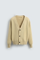 Herren Distressed V-Ausschnitt Cardigan Heavyweight Cotton Overs ized Button Up Sweater Pullover Beige