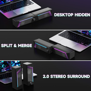 Support CKD SKD Portable RGB <span class=keywords><strong>Ordinateur</strong></span> Contrôle du volume Haut-parleurs stéréo <span class=keywords><strong>de</strong></span> jeu Bass USB Powered Desktop Gaming Speaker Soundbar - Product Image 3