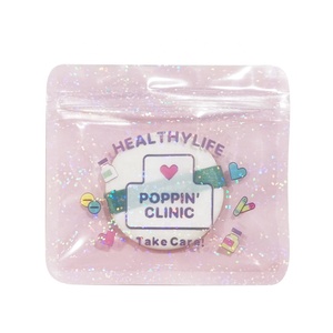 50 PCS Lovely Holographic Gift Logo Small Ziplock Pouch Clear Cosmetics Beauty Makeup Candy Clear Plastic Packaging Bag - Product Image 3