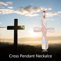 Collier croix en opale torsadée plaqué or rose en argent sterling 925 Faith Hope love
