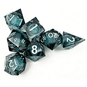 High Quality Blue Glitter Liquid <b>Dice</b> <b>Set</b> Sharp Edge Resin DND <b>Dice</b> for Adult Board Game Accessories - Product Image 5