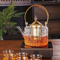 Nouvelle théière professionnelle en verre transparent pour infusion de thé, avec joint en bambou, compatible four électrique en argile