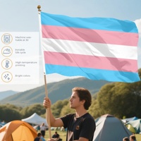 Drapeau de la fierté transgenre 3x5 pieds, bleu clair, rose, blanc rayé, bannière trans LGBTQ pour défilé, événement, décoration de salle, directement de l'usine