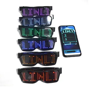 LINLIGIFTS APP controlado programable LED desplazamiento Messasge gafas DIY fiesta mensaje gafas intermitente mensaje gafas