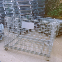 Cages de stockage galvanisées, rayonnages empilables, conteneurs pliables en treillis métallique pour le stockage de matières premières sur le sol d'usine