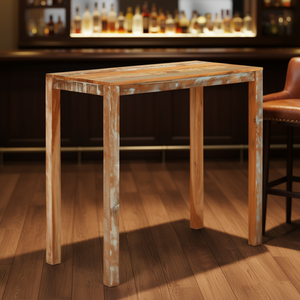 Solid Wood Reclaimed <b>Bar</b> <b>Table</b> 44.1x21.7x42.5 Inches Rustic Design Commercial Furniture - Product Image 2