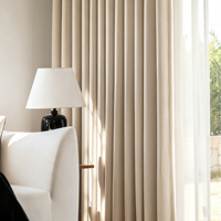 Rideaux occultants double face en chenille beige à plis ondulés pour salon, modernes, vente en gros au mètre