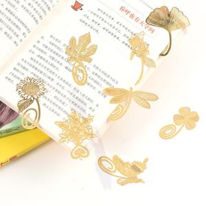 Pembatas Buku Mini Berlapis Emas Bentuk Daun Bunga Matahari Kupu-kupu, Cantik dan Menawan, Hadiah Kreatif untuk Ulang Tahun dan Penanda Halaman Buku - Product Image 1