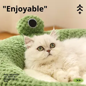 Nouveau Nid d'hiver chaud <span class=keywords><strong>pour</strong></span> animaux de compagnie, série Petite Grenouille, en feutre de velours, <span class=keywords><strong>pour</strong></span> chats et chiens, vente en gros - Product Image 2