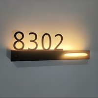 Plaque de numéro de maison LED rétroéclairée, moderne, pour intérieur et extérieur, à fixer au mur, avec numéros d'adresse lumineux