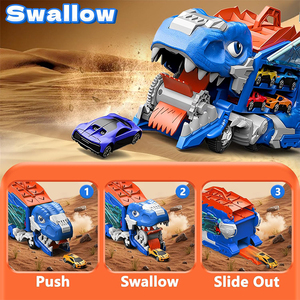 City Ultimate <span class=keywords><strong>Garage</strong></span> 2 voitures moulées sous pression enfants course coulissante voiture piste transporteur transforme dinosaure camion jouets pour les tout-petits - Product Image 2