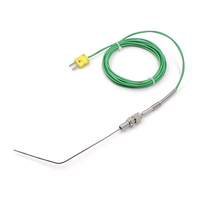 Thermocouple de type K haute précision avec gaine en acier inoxydable et raccord de compression réglable, prise mini standard jaune
