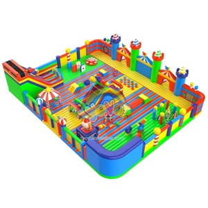 <b>Large</b> Circus Inflatable Playground With <b>Slide</b> Obstacle Course Cartoon Animal Decor Kids Commercial Play Equipment For Rental - Product Image 2