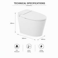 WC intelligent de haute technologie à cuvette ronde avec chasse d'eau cyclonique à double débit, télécommande, bidet électrique, évacuation en S et siège chauffant