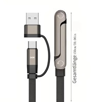 Câble de charge rapide tressé en nylon plaqué or 1,5 m 240 W, support de téléphone pliable et rotatif 2-en-1 avec adaptateur USB-A intégré Type-C