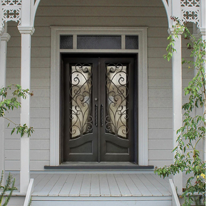 Portes d'entrée <span class=keywords><strong>en</strong></span> <span class=keywords><strong>fer</strong></span> <span class=keywords><strong>forgé</strong></span> pour appartement, design extérieur français moderne, dernières tendances, revêtement thermolaqué, double vitrage trempé, anti-effraction - Product Image 2