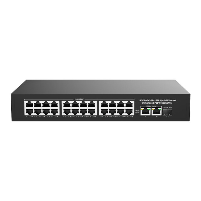 Factory Direct Sale 24 Port Full Gigabit POE Switch 2 Uplink 1 SFP for Wireless AP Deployment