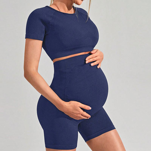 Venta caliente <span class=keywords><strong>embarazo</strong></span> Activewear señoras maternidad Yoga gimnasio desgaste Fitness conjuntos transpirables <span class=keywords><strong>2</strong></span> uds personalizado <span class=keywords><strong>de</strong></span> talla grande conjuntos <span class=keywords><strong>de</strong></span> Yoga para mujer - Product Image 2