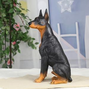 等身大の庭の樹脂ドーベルマン像犬の像舌の動物の置物を出す装飾的な庭の装飾シミュレーション彫刻 - Product Image 3