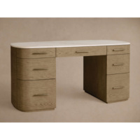 Bureau moderne minimaliste avec base en bois massif et grand plateau en marbre