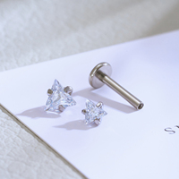 Boucle d'oreille labret en titane G23, étoile, cœur, zircon, mode, or, boucles d'oreille pour lèvres, hélix, cartilage, lobe, daith, bijoux fins pour piercing corporel