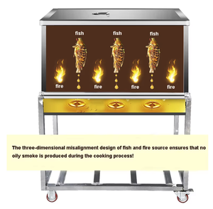 Sigara içmeyen kavurma plaka izgara soba ticari gaz paslanmaz çelik kömür balık ızgara makinesi barbekü fırın - Product Image 4