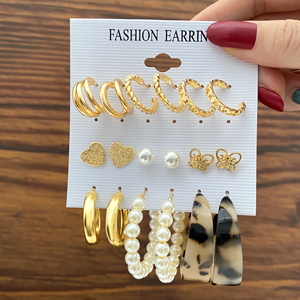 Juego de Aretes de Resina con Forma de Mariposa y Perlas <span class=keywords><strong>para</strong></span> Niñas, Aretes Colgantes de Acrílico con Patrón Geométrico de Leopardo y Circonita, Regalo de Joyería - Product Image 4