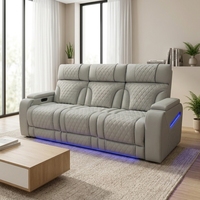 Conjunto de Sala de Estar Moderno e Inteligente con Luces LED y Puertos USB, Sofá Reclinable Eléctrico Blanco