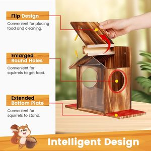 เครื่องป้อนกระรอกทำจากไม้สำหรับปิกนิกที่ใส่ข้าวโพดทรงซังข้าวโพดถาดถั่วลิสงใช้กลางแจ้งสำหรับกระรอกชิปมังค์ - Product Image 3