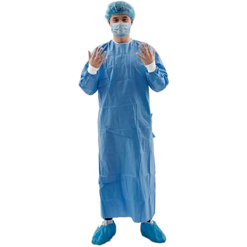 EN 13795 Isolation Gowns Medical Disposable Hospital Patient Blouse Surgical Blue