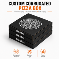 Boîtes à pizza en carton ondulé noir en gros, 6, 7, 8, 9, 10, 12, 14, 16, 18 pouces, logo personnalisé imprimé avec gaufrage, matériaux recyclés