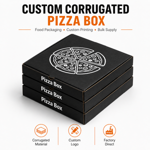 Boîtes à pizza en carton ondulé noir en gros, 6, 7, 8, 9, 10, 12, 14, 16, 18 pouces, <span class=keywords><strong>logo</strong></span> personnalisé imprimé avec gaufrage, matériaux recyclés - Product Image 1