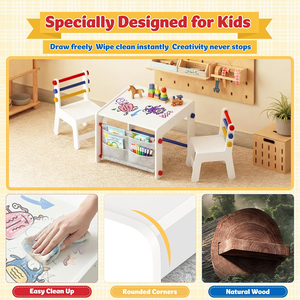 Mesa de Actividades de Madera para Niños, Juego de Mesa y Silla 4 en 1 con Almacenamiento para Manualidades, Arte y Dibujo - Product Image 5