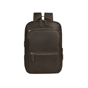 Crazy Horse sac à dos vintage <span class=keywords><strong>en</strong></span> cuir véritable pour ordinateur portable couleur café sac à dos de <span class=keywords><strong>voyage</strong></span> et d'affaires - Product Image 1