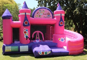 Jeux d'extérieur gonflable pour enfants, parc d'attractions extérieur, château princesse rose, toboggan, pour filles, maison à rebond pour cérémonies - Product Image 5