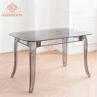 Table d'événement de mariage moderne en acrylique transparent avec plateau en verre trempé, cadre en résine écologique, mobilier d'hôtel durable pour mariage