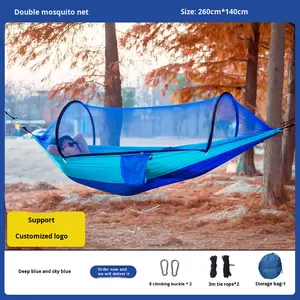 Hamac d'extérieur en bambou à ouverture rapide, lit en tissu nylon <span class=keywords><strong>anti</strong></span>-renversement, balançoire pour <span class=keywords><strong>camping</strong></span> et randonnée, capacité 150 kg - Product Image 6