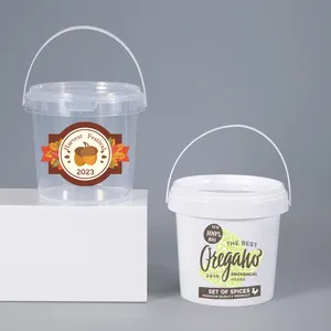 Suministro de fábrica 16oz 32oz Contenedor de alimentos Cubo de plástico con tapa para galletas de helado de mantequilla de maní