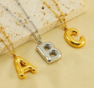 <span class=keywords><strong>Ixin</strong></span> nouvelle mode or argent bulle lettre collier Vintage en acier inoxydable Alphabet collier à la mode collier initial pour les filles - Product Image 1
