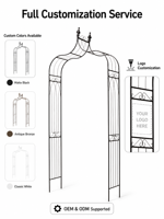 Pergola en fer d'extérieur, treillis pour plantes, panneaux latéraux en grille plate, pour plantes grimpantes, décoration de jardin et allée, imperméable