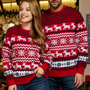 Suéteres Femininos de Tricô Personalizados de Inverno, Estilo Feio de Natal, de Alta Qualidade, com Efeito Desgastado, para Família - Atacado - Product Image 1